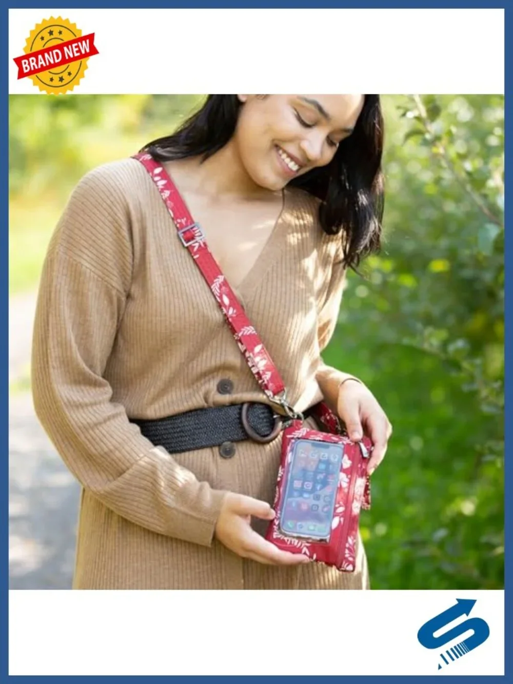 Quilted Polyester Convertible Crossbody Bag with RFID Protection and Phone